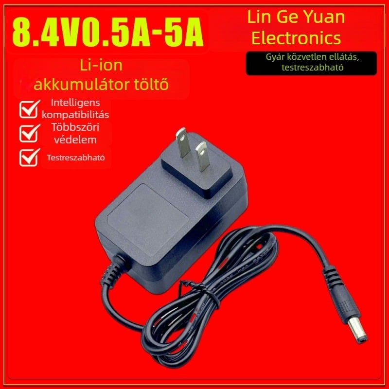 2S lítium akkumulátor töltő, 8,4V 3A, bemenet 100–240V AC, 18650 cellákkal kompatibilis