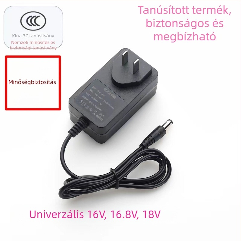 Li-ion akkumulátor töltő, többszörös feszültség 5V/8.4V/12.6V/16.8V/21V, bemenet AC100–240V, CCC tanúsított