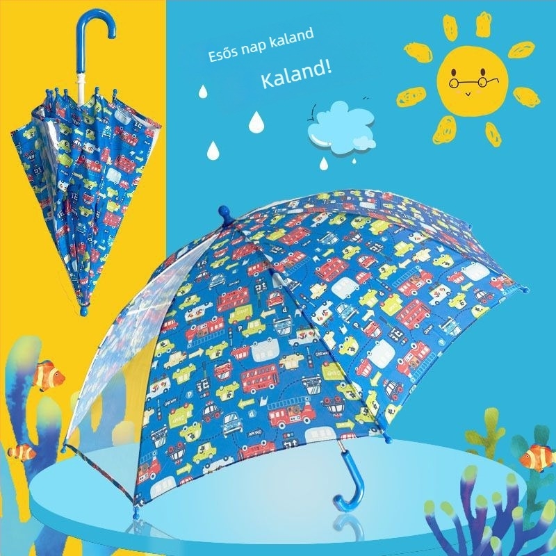 Rain booboo gyerekeknek szánt esernyő, rajzfilmszerű japán design, hosszú nyél, kézi nyitás, 8 bordás váz, 190T poliészter vászon, gumírozott fogantyú, ötvözet rúd, logó nyomtatva