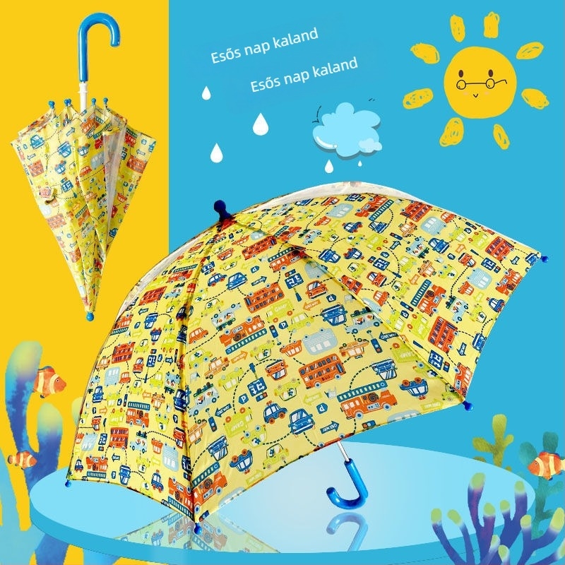 Rain booboo gyerekeknek szánt esernyő, rajzfilmszerű japán design, hosszú nyél, kézi nyitás, 8 bordás váz, 190T poliészter vászon, gumírozott fogantyú, ötvözet rúd, logó nyomtatva