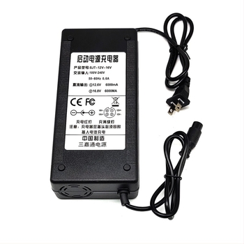 Sanjiitong Autósegély Indító Töltő 12-24V, bemenet AC 100-240V, kimenet DC 12.6-16.8V 6A, CE/FCC tanúsított