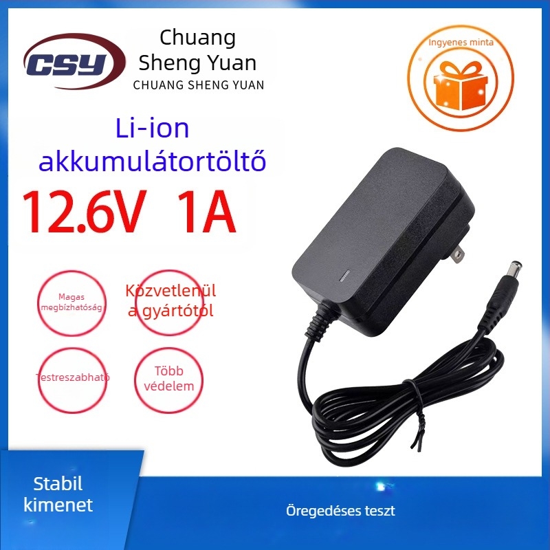 Li-ion akkumulátor töltő, 8.4V, bemenet AC 100-240V, kimenet DC 8.4V 1A