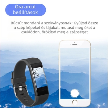 Okos karkötő: pulzus- és vérnyomásmérés, lépésszámláló, USB töltés és vízállóság.