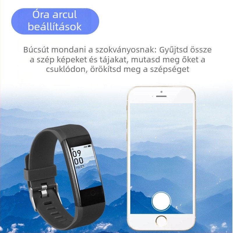 Okos karkötő: pulzus- és vérnyomásmérés, lépésszámláló, USB töltés és vízállóság.