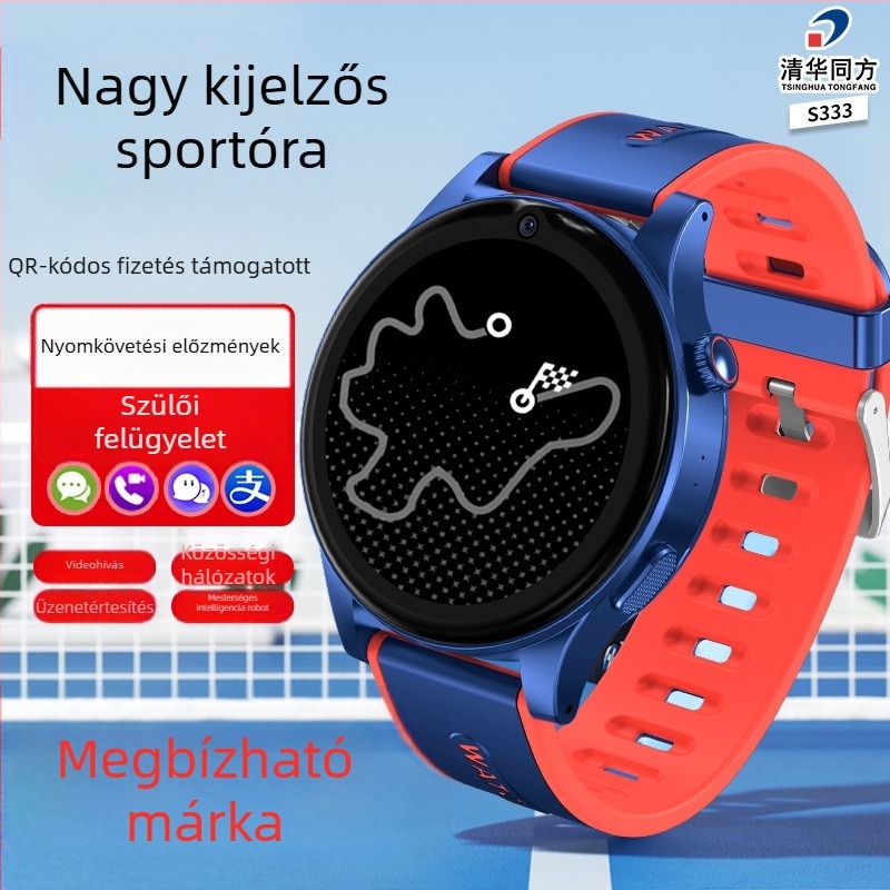 Tsinghua Tongfang S333 Okos diák-kártyás telefonos óra, kerek AMOLED kijelző, kártyahely, Android-kompatibilis, 7–14 nap akkumulátor, vízálló