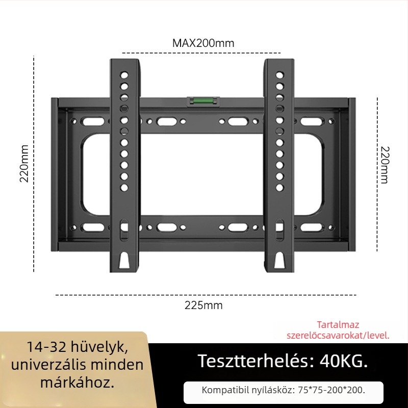 Univerzális falra szerelhető tévétartó, egyszerű falikészülék, anyag: Egyéb