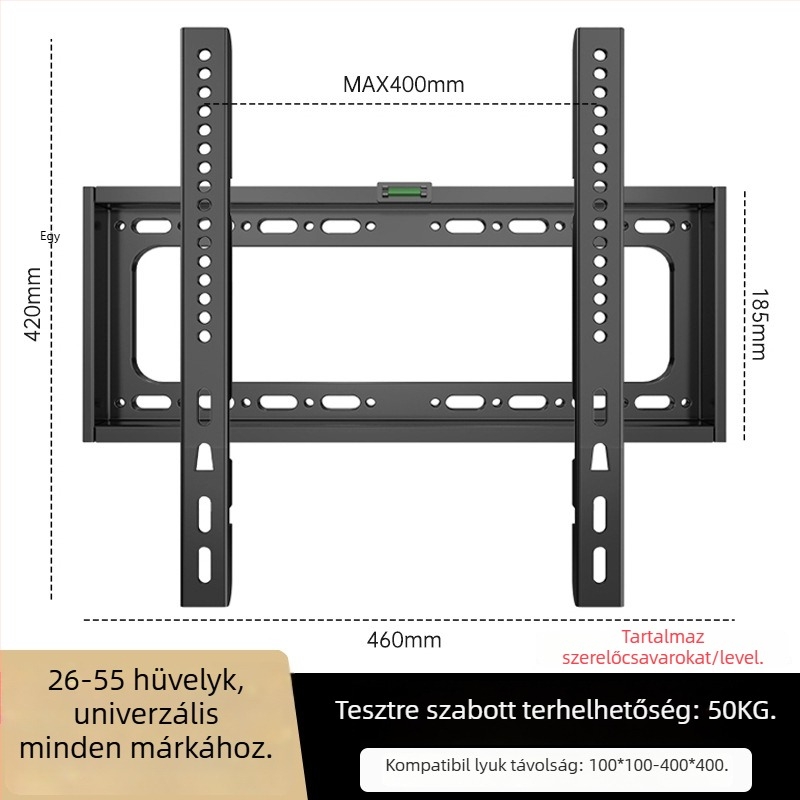 Univerzális falra szerelhető tévétartó, egyszerű falikészülék, anyag: Egyéb