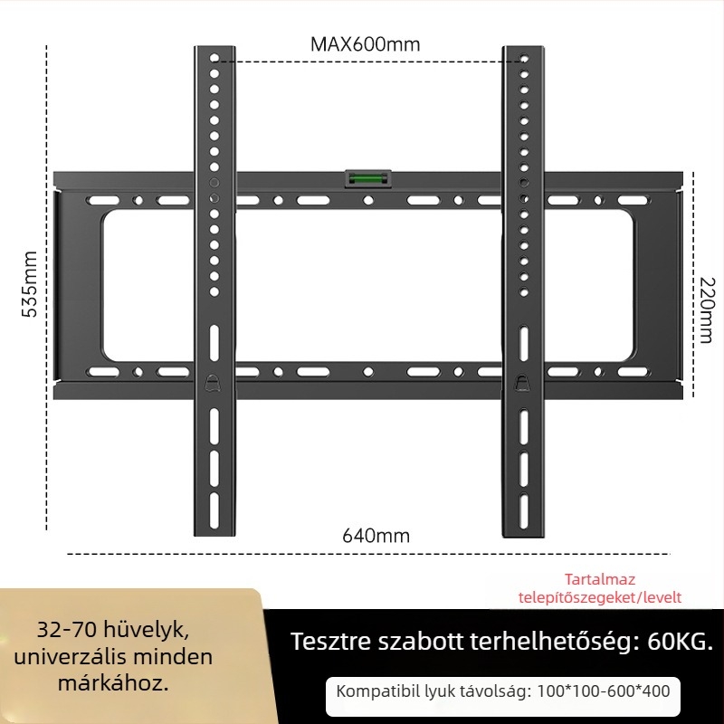 Univerzális falra szerelhető tévétartó, egyszerű falikészülék, anyag: Egyéb