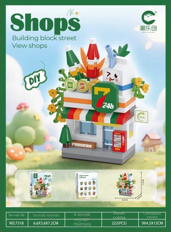 Építő blokkok készlet 7–14 éveseknek; LEGO-kompatibilis utca-szcenárió mikroblokkok; ABS műanyag; 200–400 darab; 0,2 kg