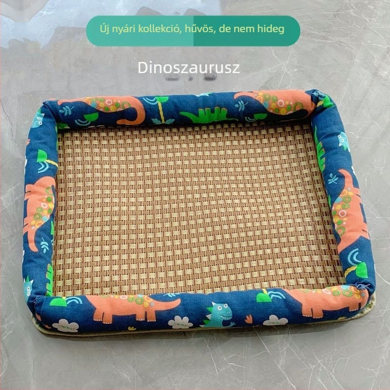 Nyári hűtő matrac háziállatoknak, rotangból készült fészek macskáknak és kutyáknak, Teddy-stílusú fekhely