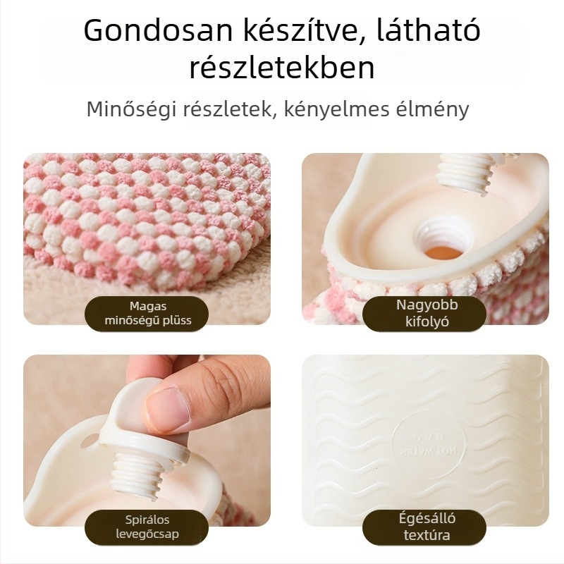 Vízfeltöltéses melegvizes palack – nagy sűrűségű PVC, 200 g, fűtés vízzel történő feltöltéssel, modern minimalista stílus