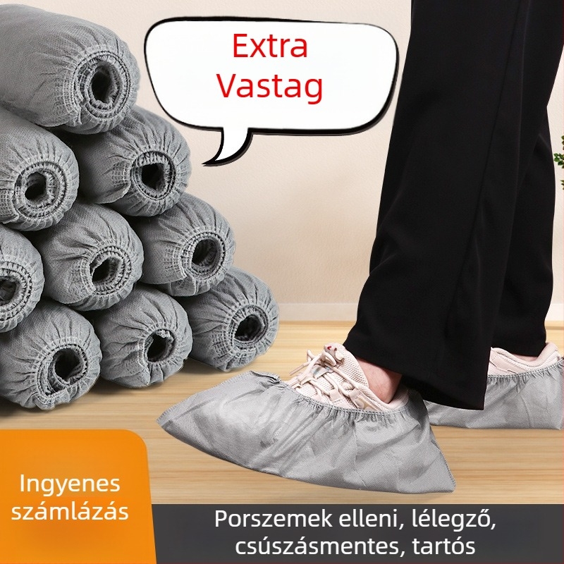 Egyszer használatos cipővédő nem szövött anyagból készült, megerősített, csúszásmentes, porvédő, vastagság 5