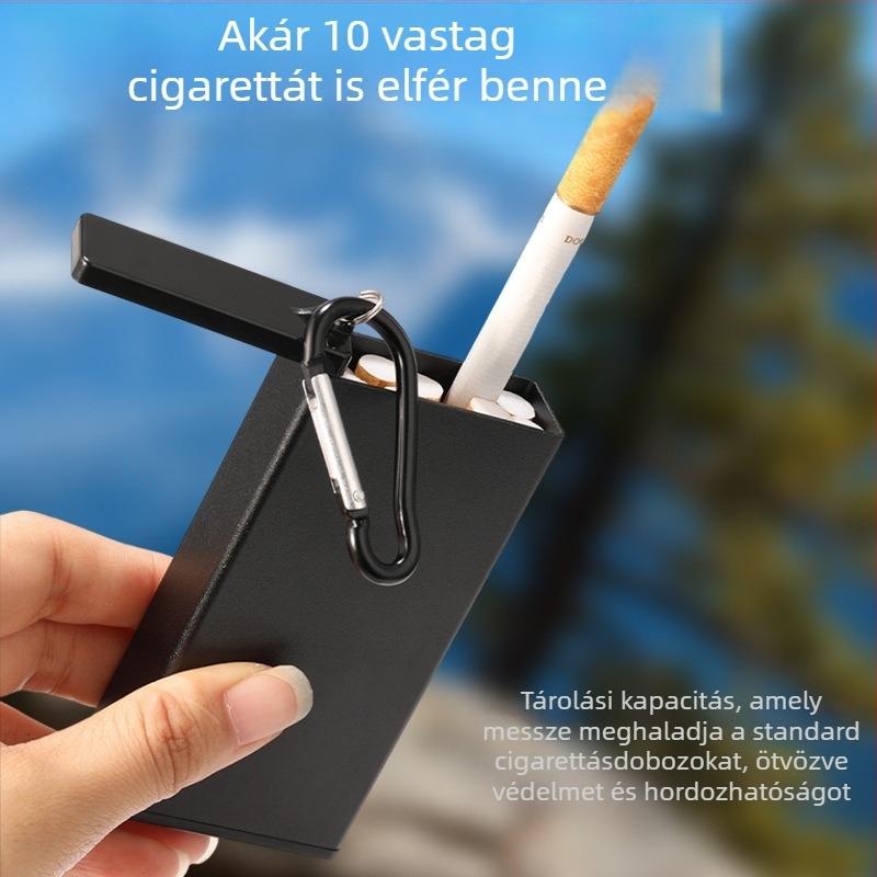 Hordozható fém cigarettatartó doboz hamutartóval és kulcstartóval – újrahasználható, vízálló és nyomásálló
