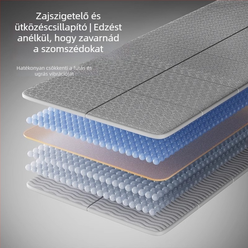 Összecsukható jóga matrac beltéri használatra, hordozható és csúszásmentes, rácsos mintázatú felület, TPE anyag, 6 mm vastagság, 600 g súly