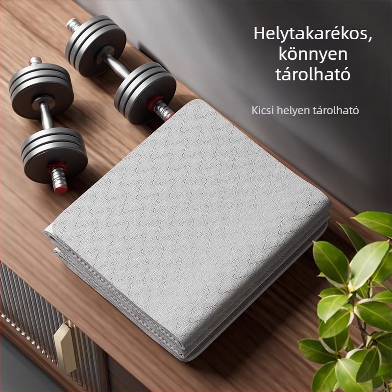 Összecsukható jóga matrac beltéri használatra, hordozható és csúszásmentes, rácsos mintázatú felület, TPE anyag, 6 mm vastagság, 600 g súly