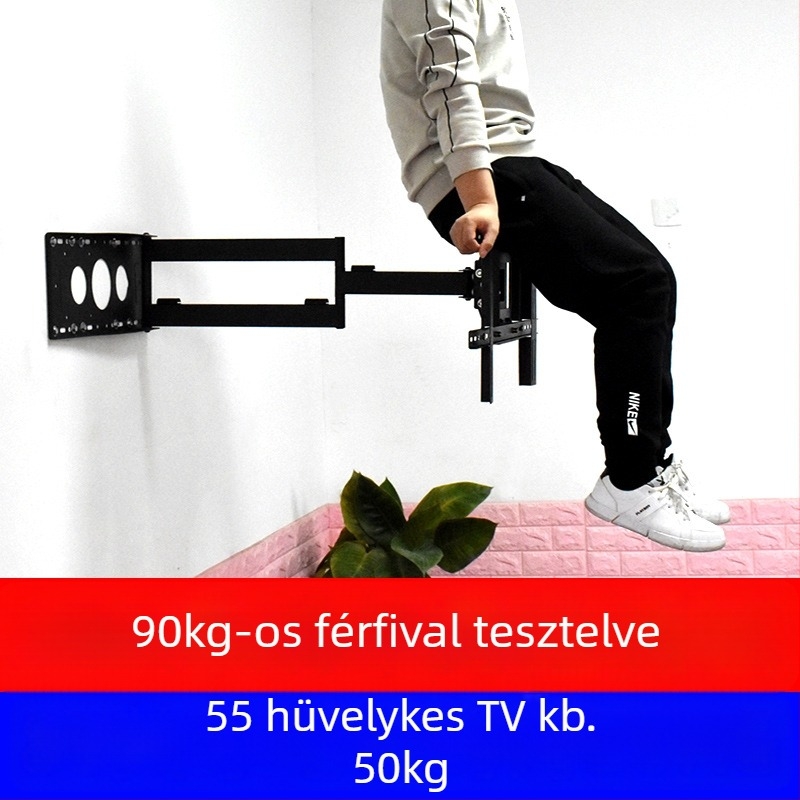 TV falra szerelhető tartó 180°-os forgatással és teleszkópos karral, hideg hengerelt acélból, sík kijelzős TV-hez, tömeg 12 kg