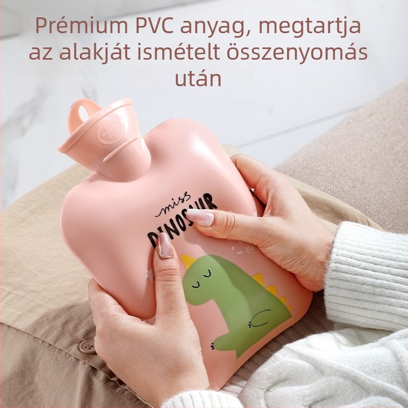 PVC anyagú vízzel töltött forróvíz-palack; fűtés víz töltésével; kézre és hasra alkalmas; forró/hideg kettős használat; súly csomagolással: 269/373 g