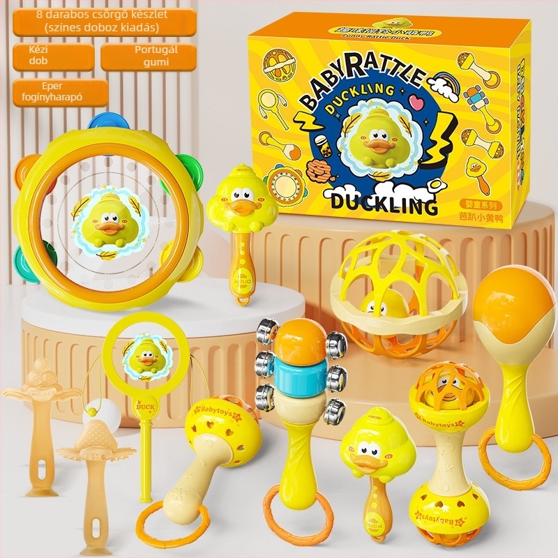 Baba rattle – oktató játék 0–3 éveseknek, műanyag; csomagolásban doboz; fejleszti a kéz- és szem koordinációt, érzékelést, hallást, látást