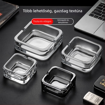 Kocka alakú kristályüveg hamutál — elegáns, könnyed luxus stílus; újrahasználható; logó nyomtatási lehetőség (Anyag: Üveg; Márka: Deli; Stílus: Könnyű luxus)