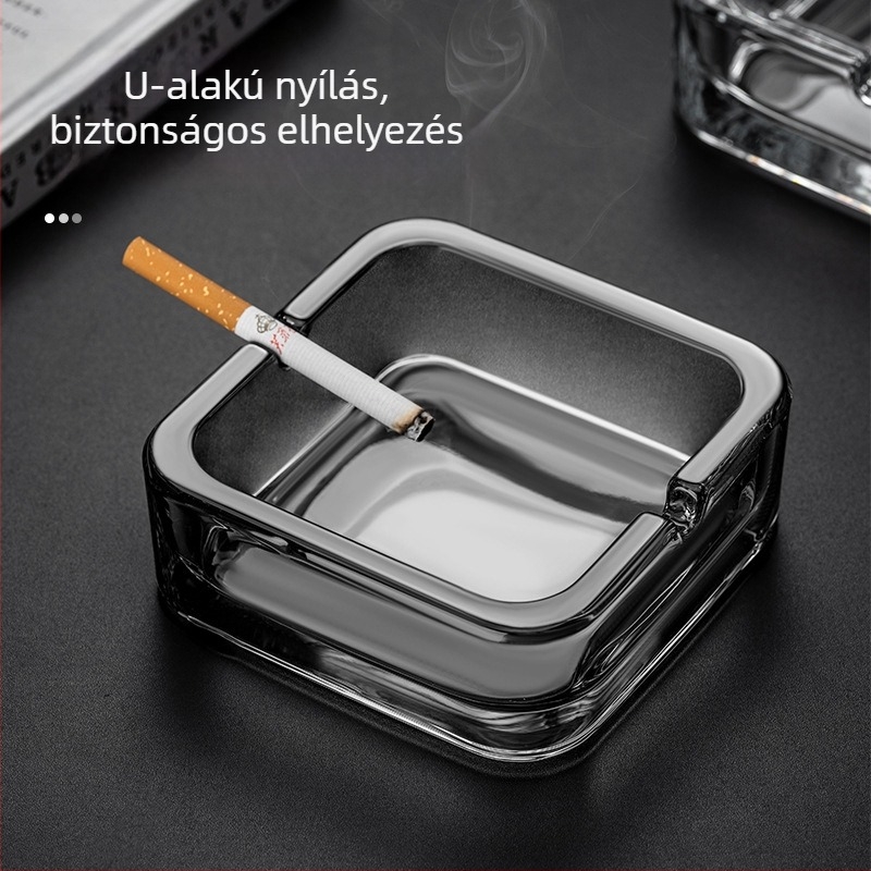Kocka alakú kristályüveg hamutál — elegáns, könnyed luxus stílus; újrahasználható; logó nyomtatási lehetőség (Anyag: Üveg; Márka: Deli; Stílus: Könnyű luxus)