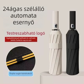 24 bordás reklám esernyő, automata nyitás-zárás, UV védelem UPF>50, logó nyomás elérhető