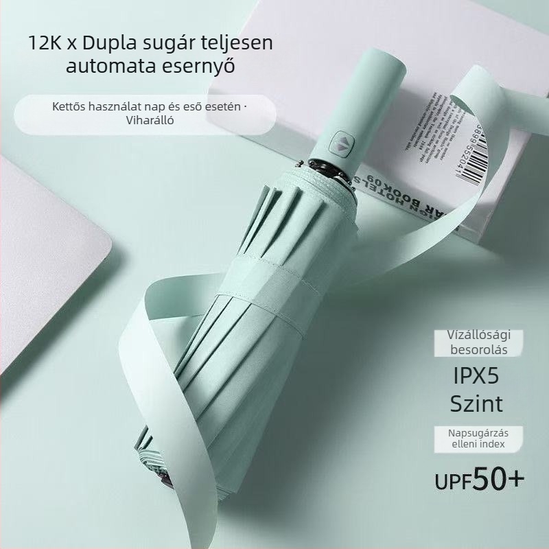 24 bordás reklám esernyő, automata nyitás-zárás, UV védelem UPF>50, logó nyomás elérhető