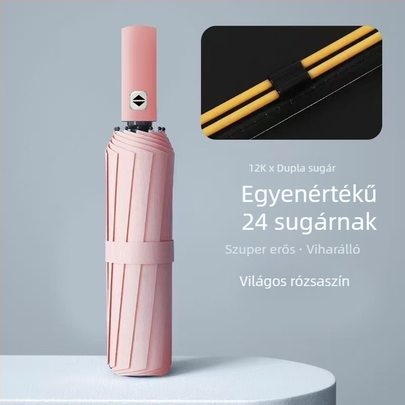 24 bordás reklám esernyő, automata nyitás-zárás, UV védelem UPF>50, logó nyomás elérhető