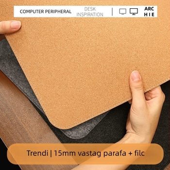 SOYAN-R parafa-filcből készült asztali matrac, kétoldalas, bőr szegély és hímzett él, logó nyomtatás, OEM testreszabás