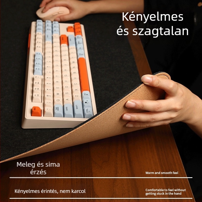 SOYAN-R parafa-filcből készült asztali matrac, kétoldalas, bőr szegély és hímzett él, logó nyomtatás, OEM testreszabás