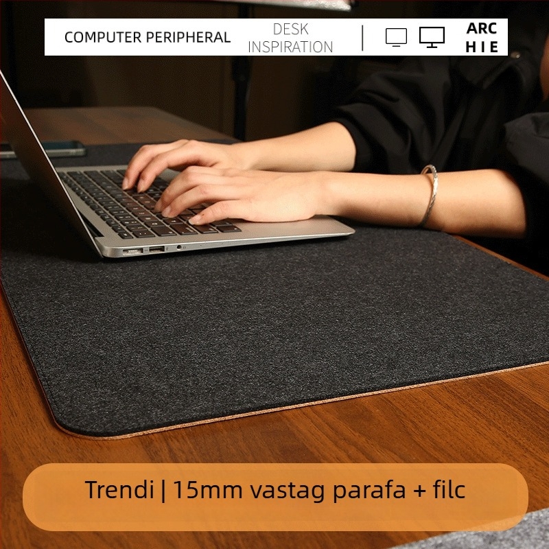 SOYAN-R parafa-filcből készült asztali matrac, kétoldalas, bőr szegély és hímzett él, logó nyomtatás, OEM testreszabás