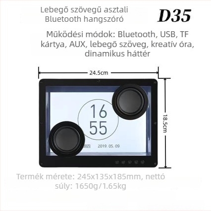 Bluetooth hangszóró dalszöveg kijelzővel, beépített akkumulátorral, 4000-6000mAh, 20W, BT 5.3, 100Hz-20kHz, SNR ≥85dB