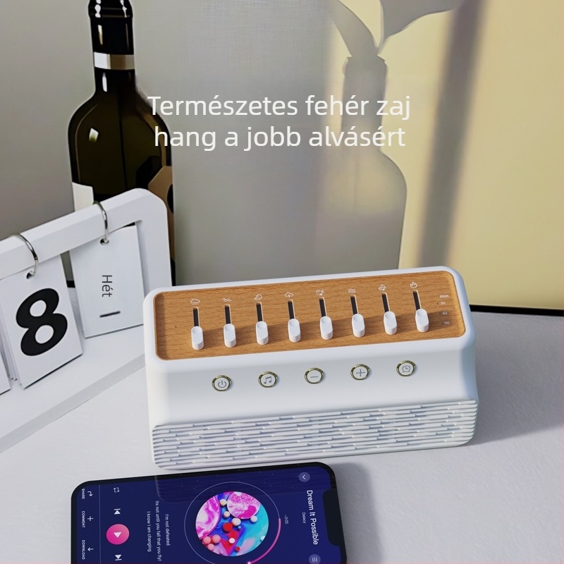 Hordozható Bluetooth hangfal fehér zajgenerátorral, 10W, Bluetooth 5.0, 2 hangszórók, beépített 1200-2000mAh akkumulátor