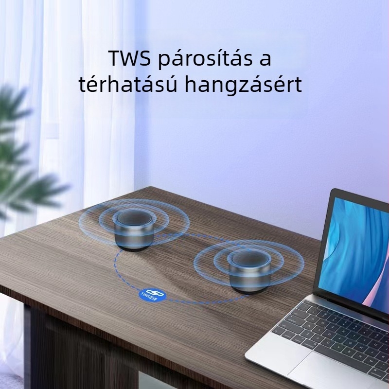 Bluetooth asztali kompakt hangszóró sztereó hangzással, TWS támogatás