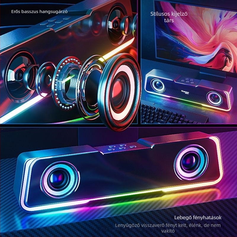 Bluetooth asztali hangszóró LED világítással, USB táplálású, 2.0 sztereó