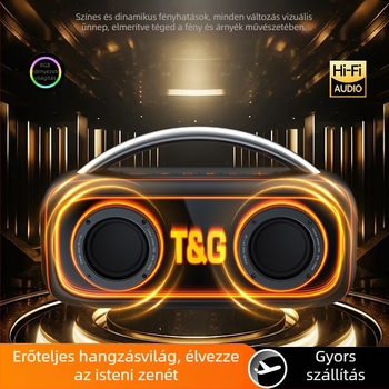 TG458 Bluetooth hangszóró LED világítással, kültéri hordozható, 30W, 2 db Hi‑Fi hangszóró, beépített akkumulátor 2000–4000 mAh, frekvenciaválasz 100 Hz–20 kHz