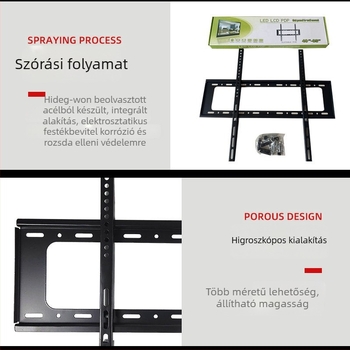 Fali LCD TV tartó, két szintű, teherbírás több mint 15 kg, vasból, VESA 200×200 / 400×400 / 600×400