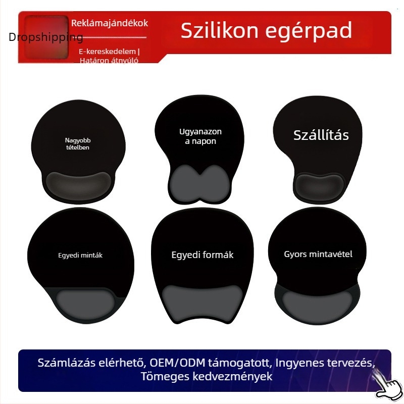 Személyre szabott csuklóegérpad vastag habbal, egyszínű