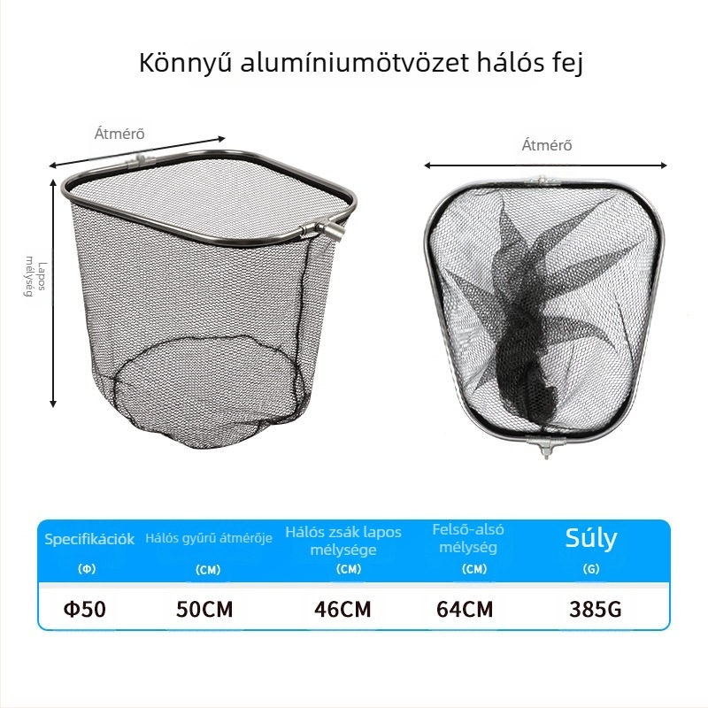 Összecsukható halászháló fej nagy halak fogására, háromszög alakú, lapos fej