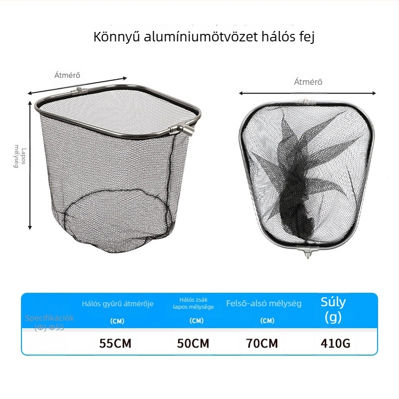 Összecsukható halászháló fej nagy halak fogására, háromszög alakú, lapos fej