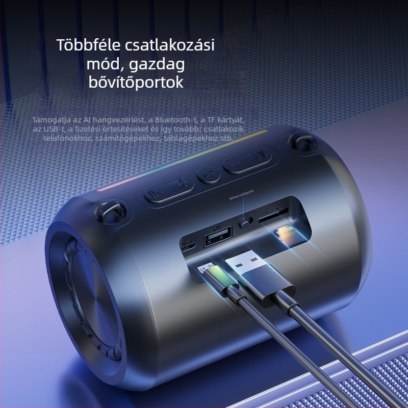 Bluetooth hangszóró erőteljes basszussal, hordozható kültérre, kiváló hangminőség, microSD-kártya-nyílás