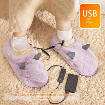 Uniszex USB melegítő papucs otthonra, állítható hőmérséklettel és levehető mosható talppal