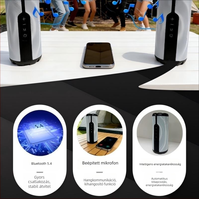Bluetooth hangszóró nagy hangerővel, erős mély basszus, vezeték nélküli, hordozható otthonra és kempingezéshez, Hi‑Fi hangzás