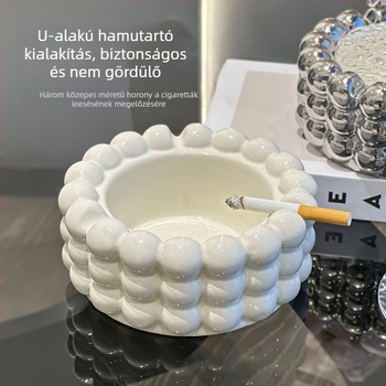 Fényűző kerámia hamutál fedővel, luxus dizájn, gyűjtésre és tárolásra funkcióval