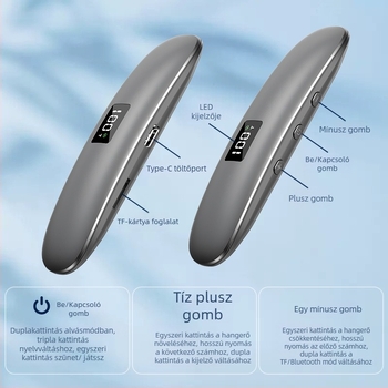 Csontvezetéses alvófülhallgató, Bluetooth 5.3, 100 Hz–20 kHz frekvenciaválasz, beépített 300–500 mAh akkumulátor, 10 m hatótávolság