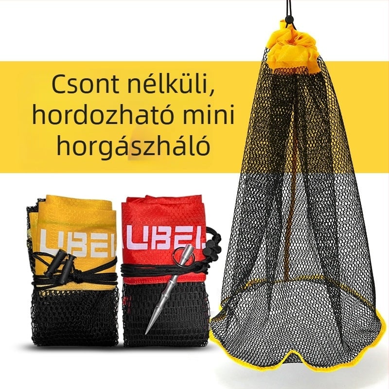 Horgász háló táska, hordozható, mini, gyorsan száradó; Márka AUBELO, Anyag: Háló