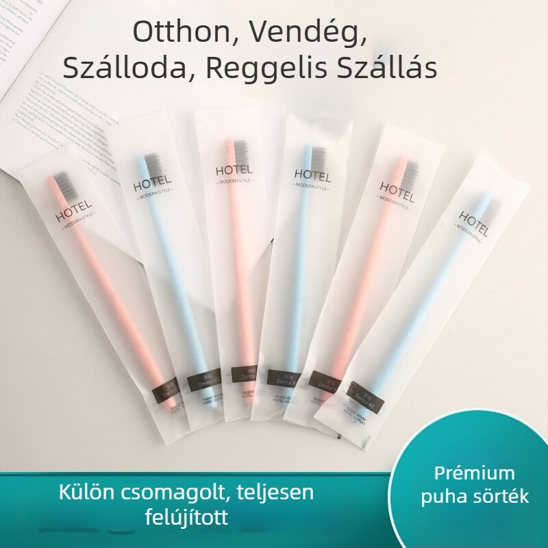 Egyszer használatos fogkefe puha sörtékkel, bambuszszénnel, felnőtteknek; biológiailag lebomló, dizájn 69850.