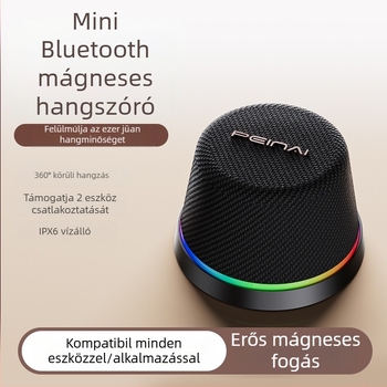 Mágneses Bluetooth hangsugárzó - IPX6 vízálló, BT 5.3, 360° surround hangzás, 5W, Beépített akkumulátor