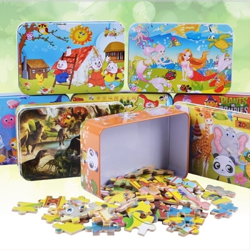 Fa repülőgép-puzzle 100 darabos, fémdobozban, 4–6 éveseknek, testreszabható dizájn