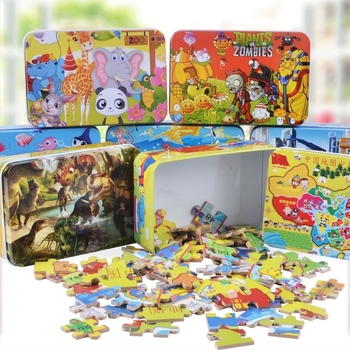 Fa repülőgép-puzzle 100 darabos, fémdobozban, 4–6 éveseknek, testreszabható dizájn