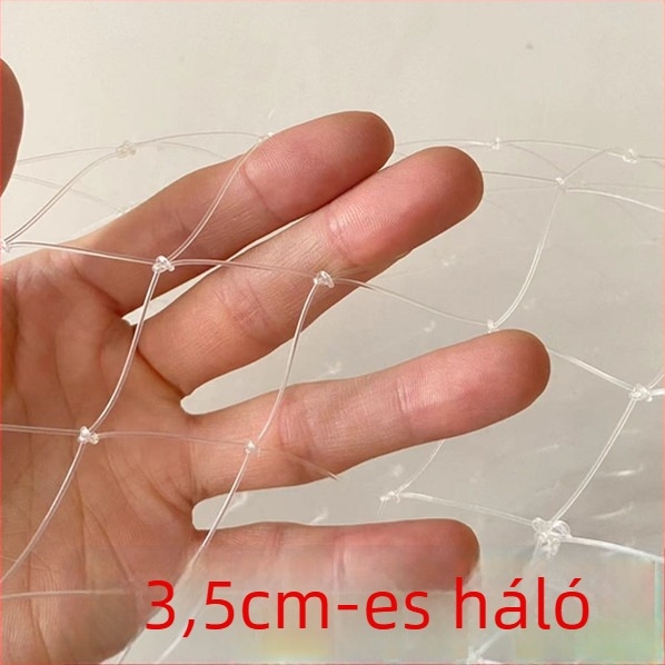 Horgász merítőháló, kézzel készített nylon háló 1 cm szemmel, mélyített kivitel, horogellenes